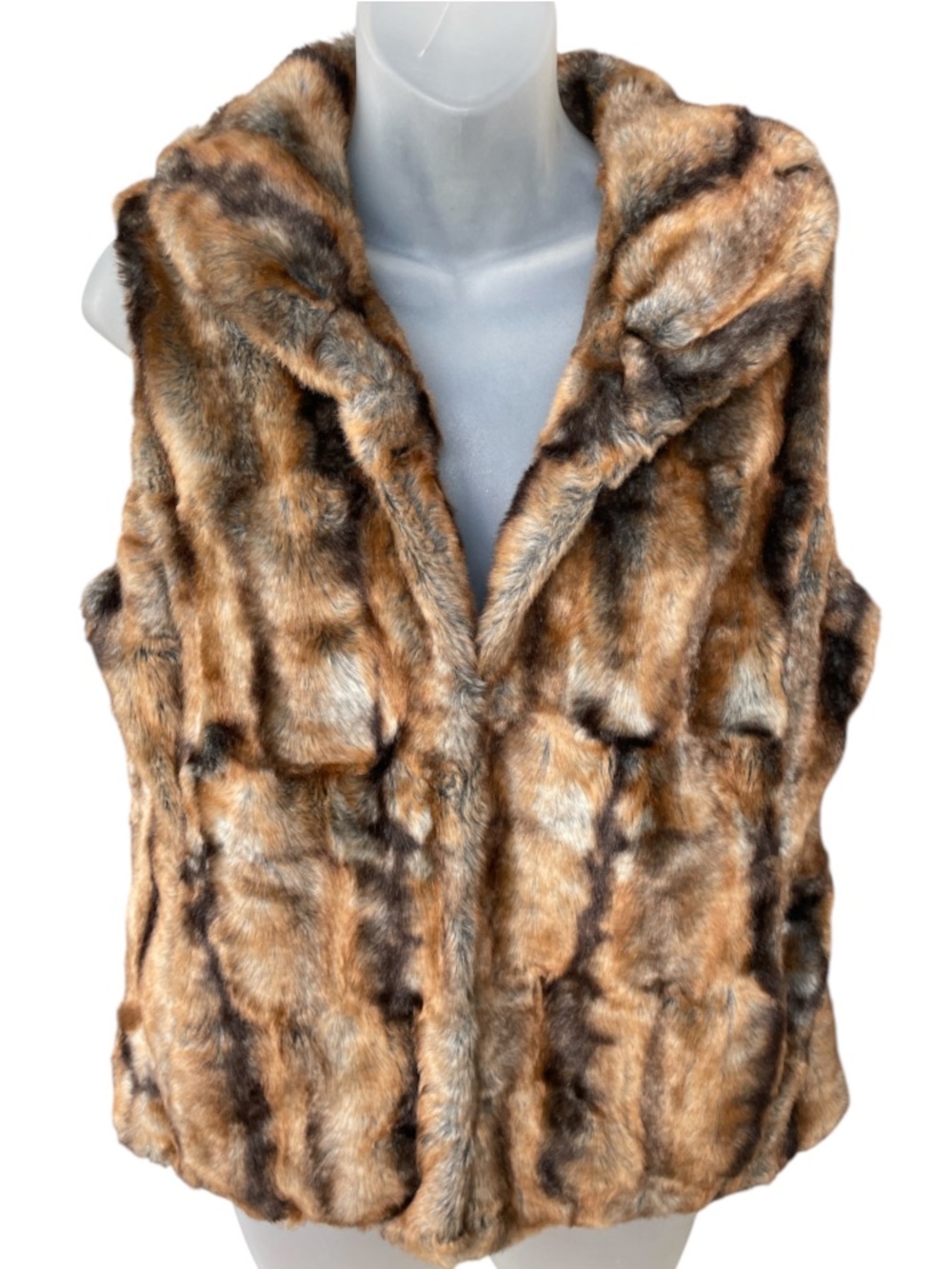 Faux fur animal multi colored Sleevless vest size medium Laura Ashley